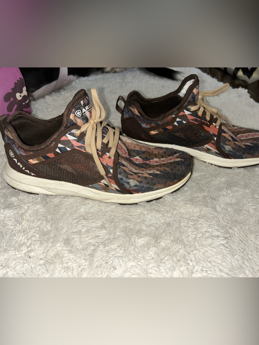 Ariat Brown and Tan Geometric-Pattern Athletic Sneakers